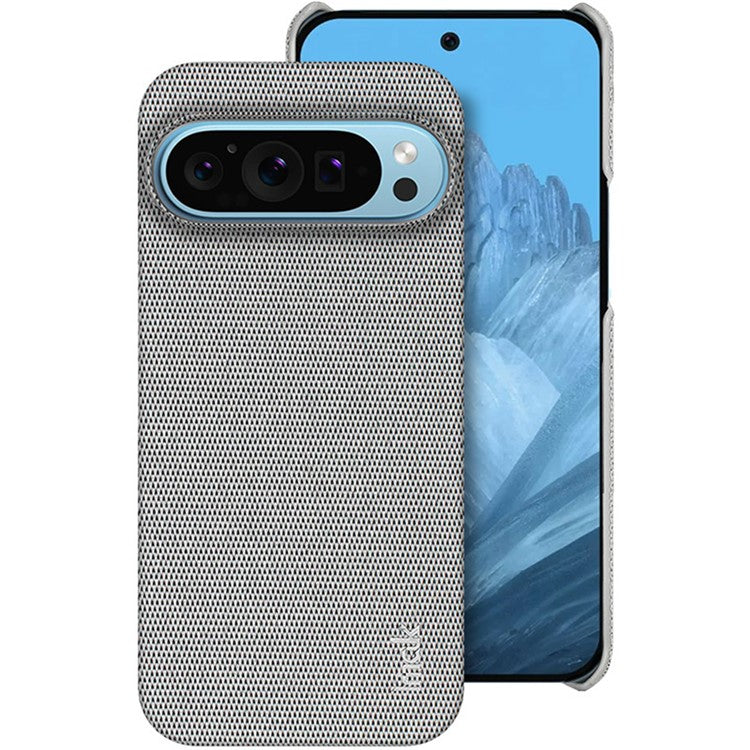 IMAK Ruiyi Series for Google Pixel 9 Pro XL Case Classic Fabric Texture Leather +PC Phone Cover - Light Grey