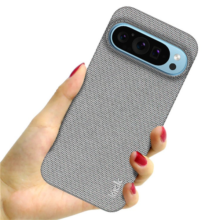 IMAK Ruiyi Series for Google Pixel 9 Pro XL Case Classic Fabric Texture Leather +PC Phone Cover - Light Grey