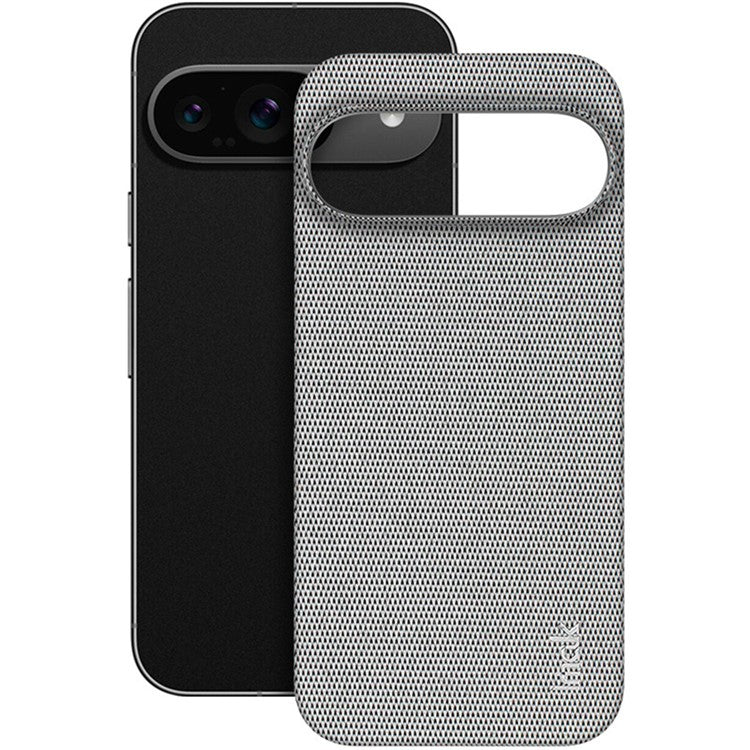 IMAK Ruiyi Series for Google Pixel 9 Pro / Pixel 9 Case Classic Fabric Texture Leather +PC Phone Cover - Light Grey