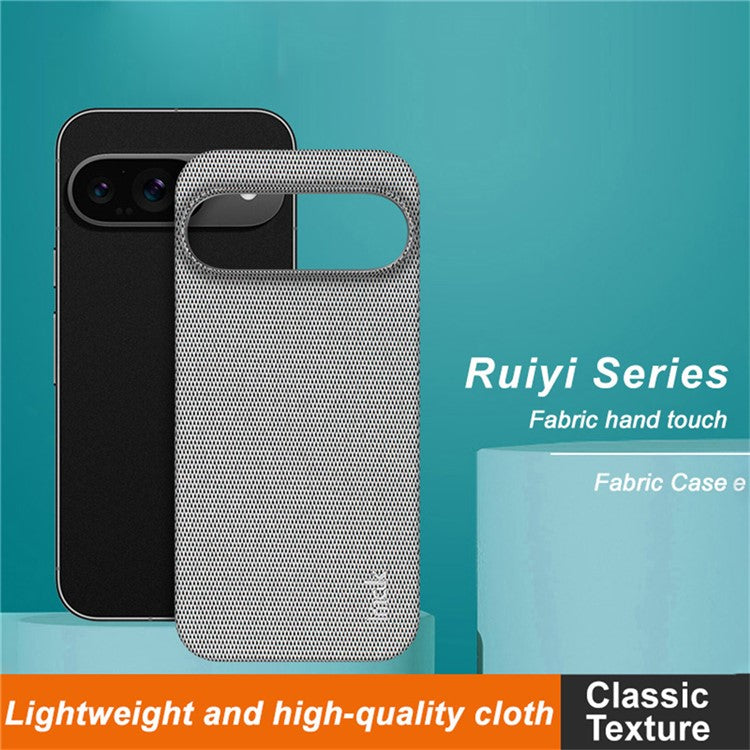 IMAK Ruiyi Series for Google Pixel 9 Pro / Pixel 9 Case Classic Fabric Texture Leather +PC Phone Cover - Light Grey