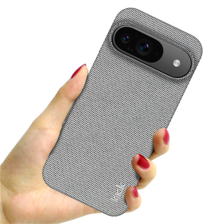 IMAK Ruiyi Series for Google Pixel 9 Pro / Pixel 9 Case Classic Fabric Texture Leather +PC Phone Cover - Light Grey