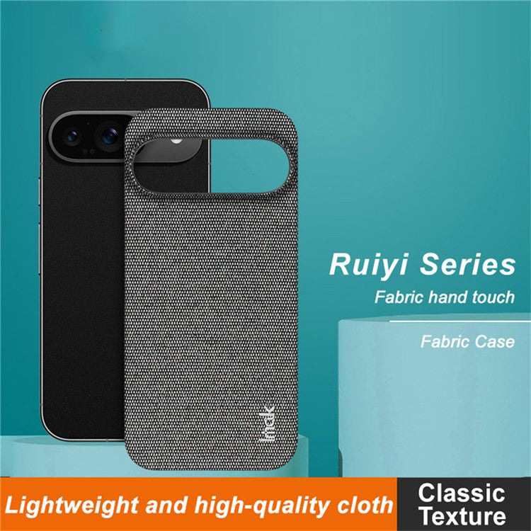 IMAK Ruiyi Series for Google Pixel 9 Pro / Pixel 9 Case Classic Fabric Texture Leather +PC Phone Cover - Dark Grey