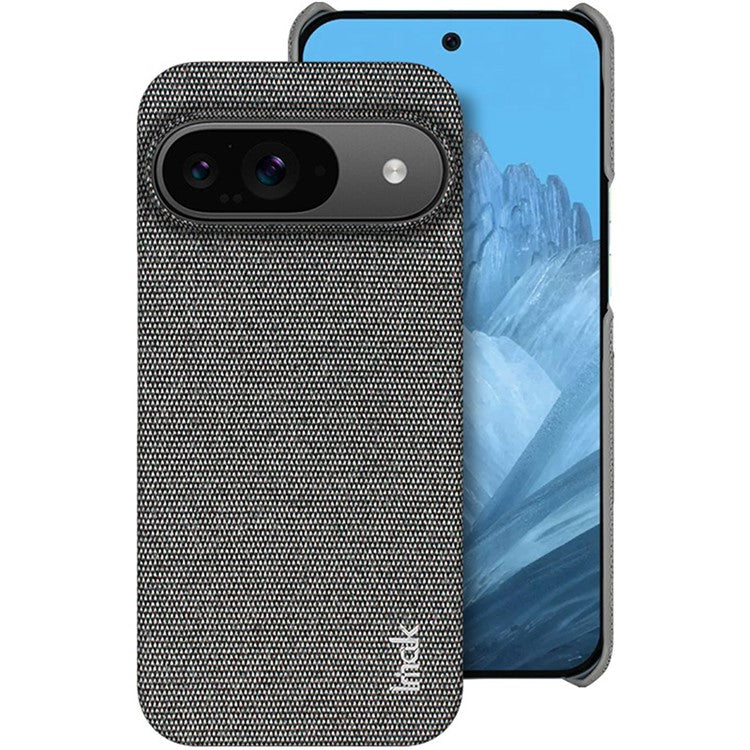 IMAK Ruiyi Series for Google Pixel 9 Pro / Pixel 9 Case Classic Fabric Texture Leather +PC Phone Cover - Dark Grey