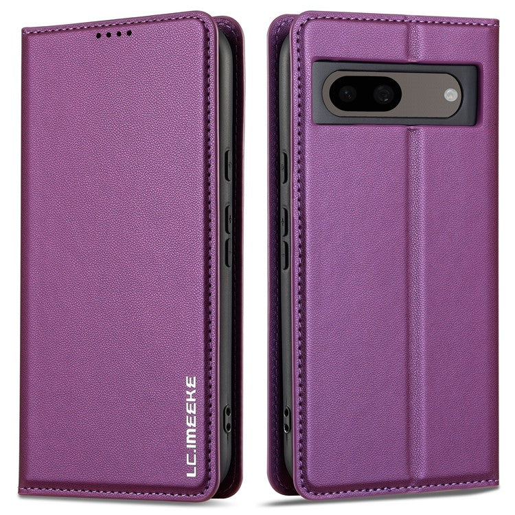 LC.IMEEKE L1 Series for Google Pixel 8 Case PU Leather Wallet Stand Protective Phone Cover - Purple