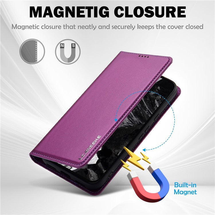 LC.IMEEKE L1 Series for Google Pixel 8 Case PU Leather Wallet Stand Protective Phone Cover - Purple