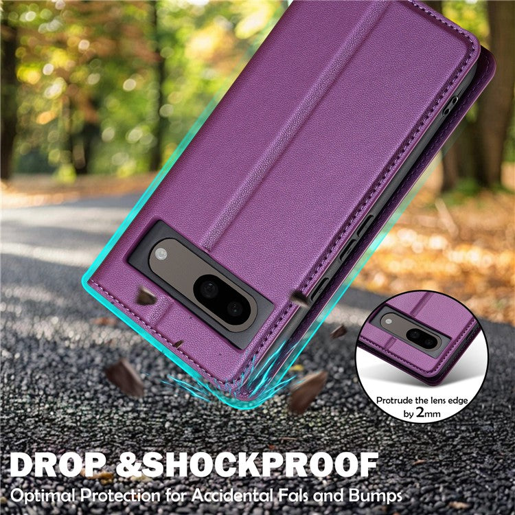 LC.IMEEKE L1 Series for Google Pixel 8 Case PU Leather Wallet Stand Protective Phone Cover - Purple