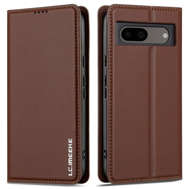 LC.IMEEKE L1 Series for Google Pixel 8 Case PU Leather Wallet Stand Protective Phone Cover - Brown