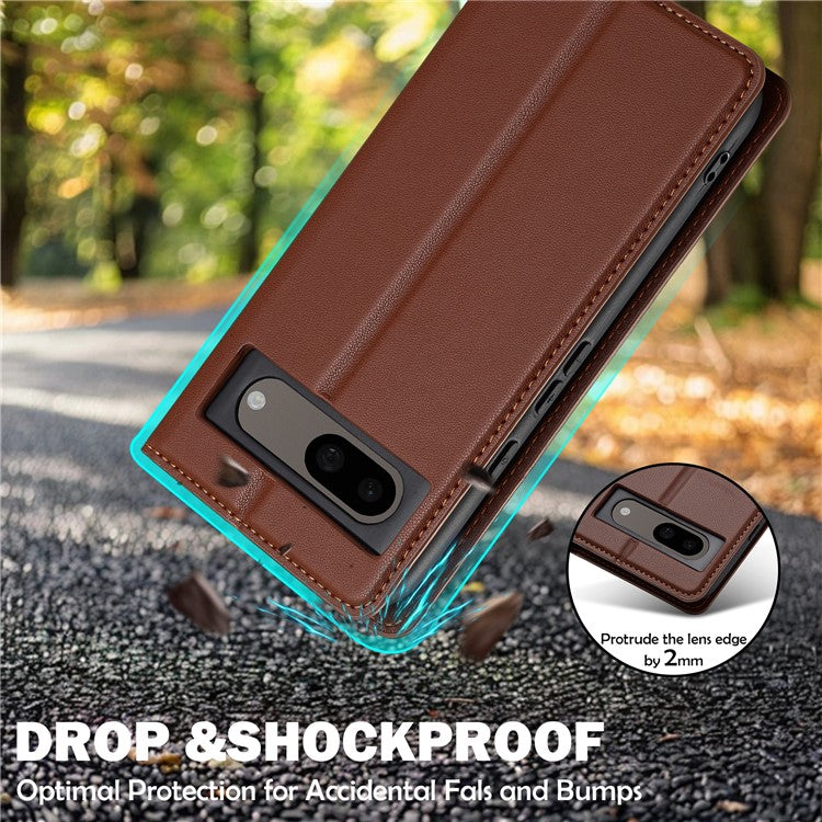 LC.IMEEKE L1 Series for Google Pixel 8 Case PU Leather Wallet Stand Protective Phone Cover - Brown