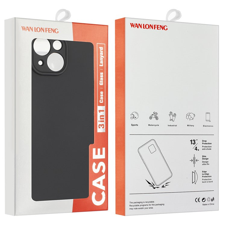 WANLONFENG MS Series for Xiaomi Redmi 14C 4G TPU Case Matte Back Cover with Tempered Glass