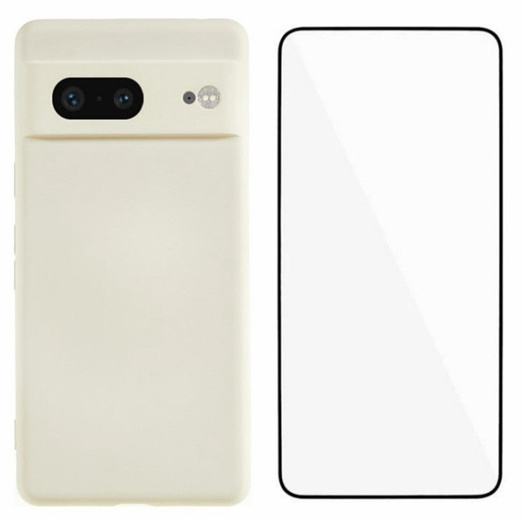 WANLONFENG RB2 Series for Google Pixel 8 Case TPU Phone Cover with Screen Protector - White