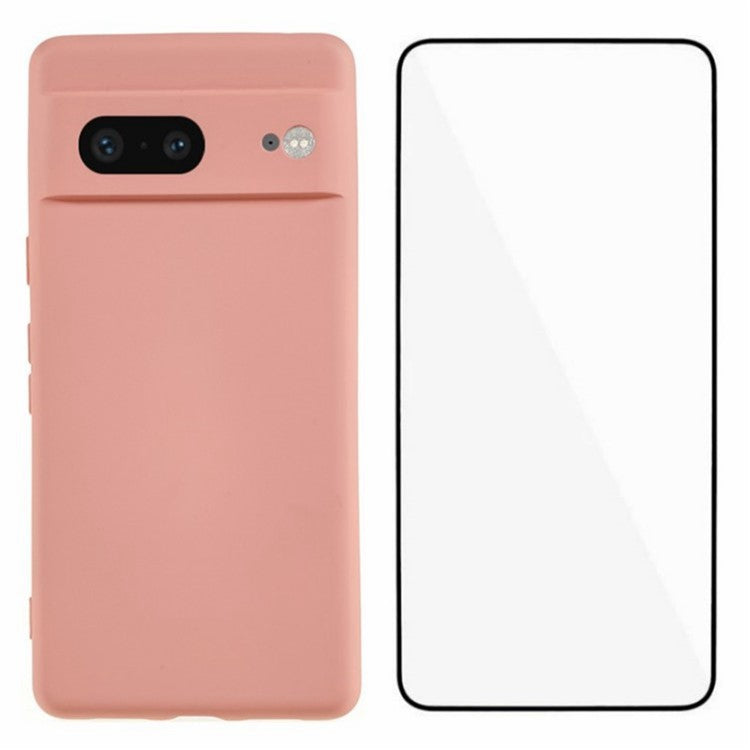 WANLONFENG RB2 Series for Google Pixel 8 Case TPU Phone Cover with Screen Protector - Pink