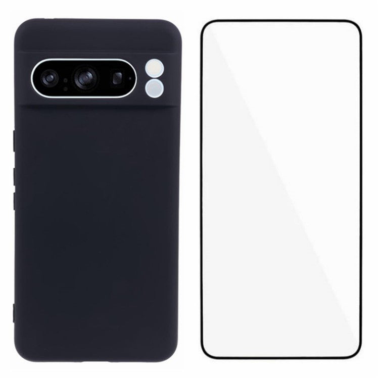 WANLONFENG RB2 Series for Google Pixel 8 Pro Case TPU Phone Cover with Screen Protector - Black