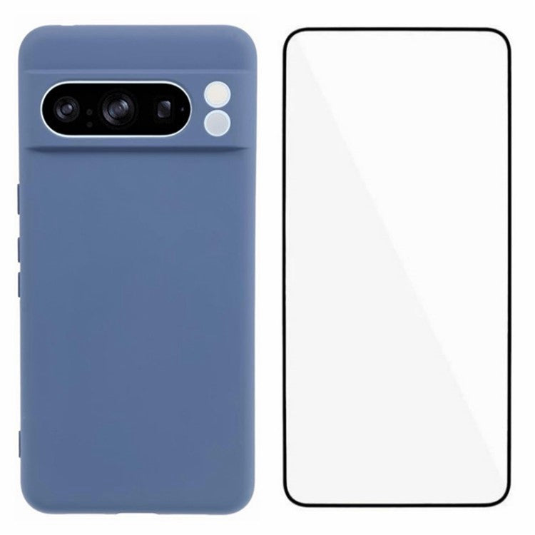 WANLONFENG RB2 Series for Google Pixel 8 Pro Case TPU Phone Cover with Screen Protector - Lavender Grey