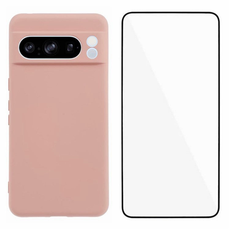 WANLONFENG RB2 Series for Google Pixel 8 Pro Case TPU Phone Cover with Screen Protector - Pink