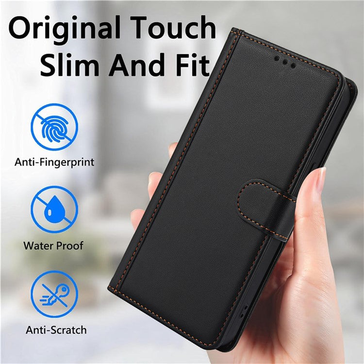 SY-003 For Google Pixel 9 Pro / Pixel 9 Case PU Leather Stand View Phone Wallet Cover with Hand Strap - Black