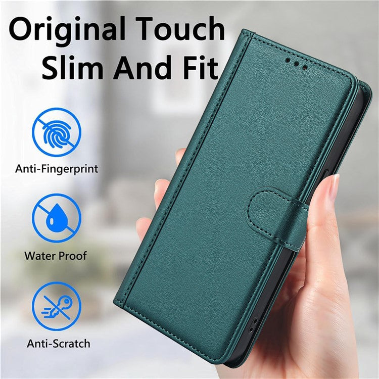 SY-003 For Google Pixel 9 Pro / Pixel 9 Case PU Leather Stand View Phone Wallet Cover with Hand Strap - Green