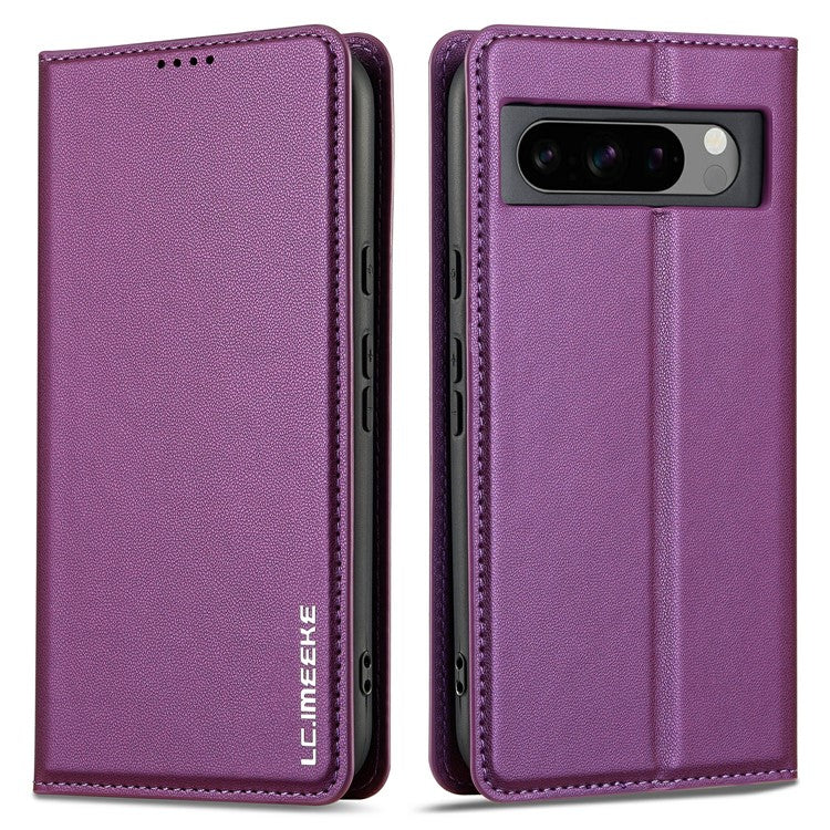 LC.IMEEKE L1 Series for Google Pixel 8 Pro Case PU Leather Wallet Stand Protective Phone Cover - Purple