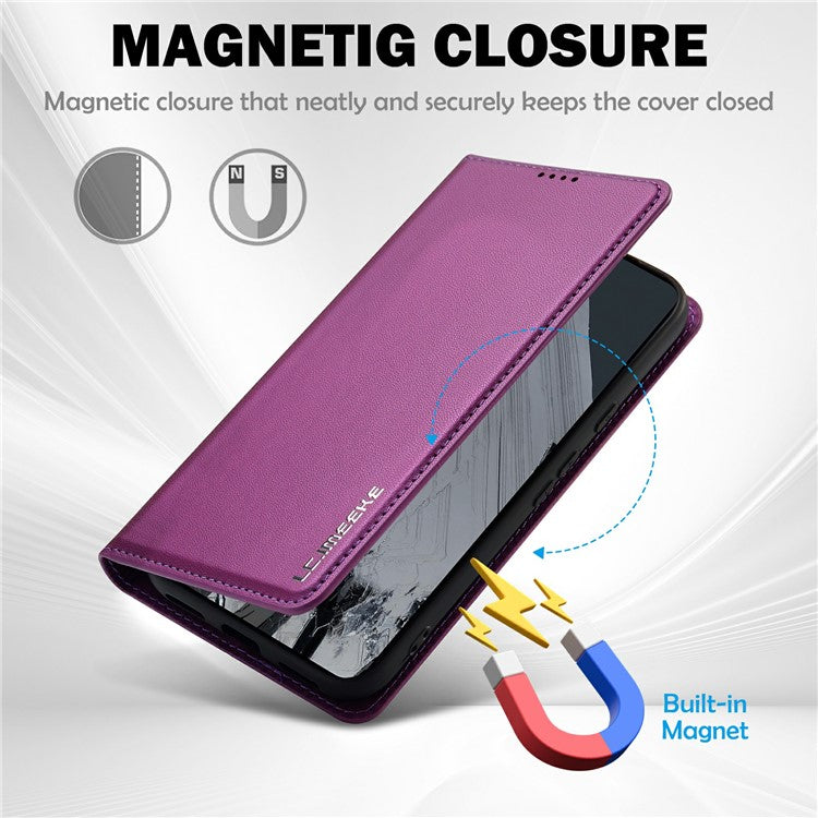 LC.IMEEKE L1 Series for Google Pixel 8 Pro Case PU Leather Wallet Stand Protective Phone Cover - Purple