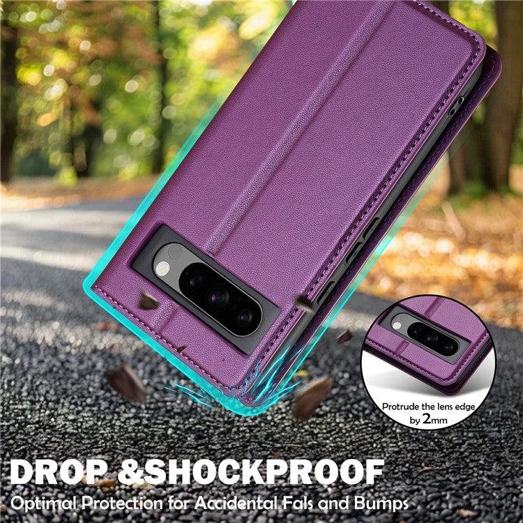 LC.IMEEKE L1 Series for Google Pixel 8 Pro Case PU Leather Wallet Stand Protective Phone Cover - Purple