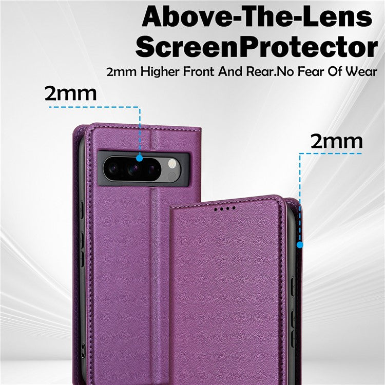 LC.IMEEKE L1 Series for Google Pixel 8 Pro Case PU Leather Wallet Stand Protective Phone Cover - Purple