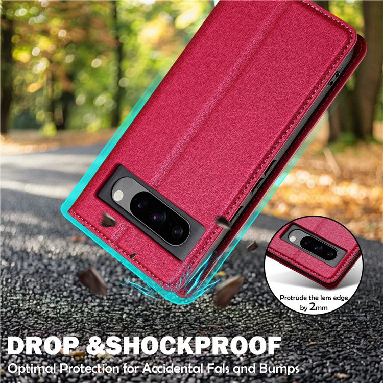 LC.IMEEKE L1 Series for Google Pixel 8 Pro Case PU Leather Wallet Stand Protective Phone Cover - Red