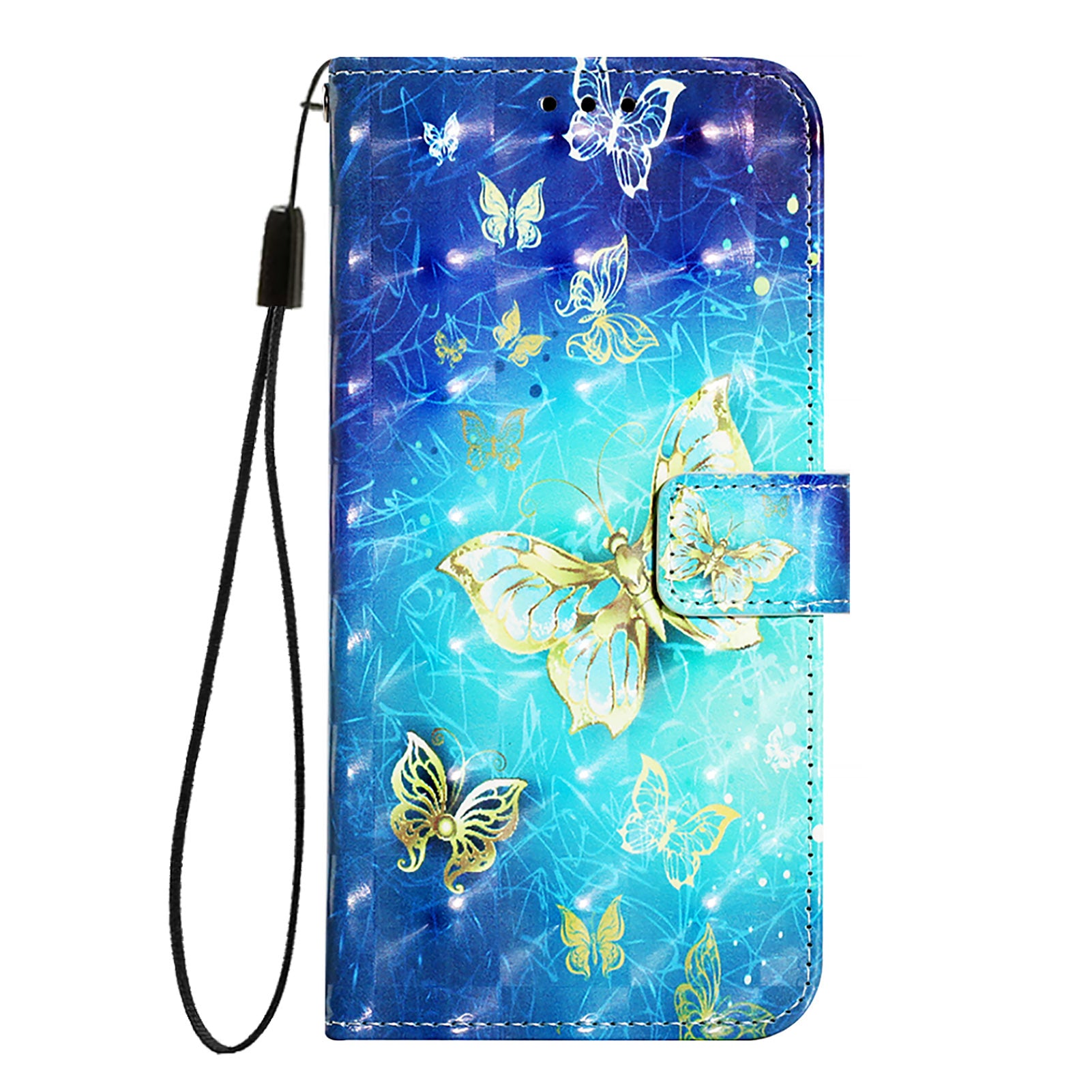 For Google Pixel 9 Pro / Google Pixel 9 Leather Case YB Pattern Printing Leather Series-2 Pattern Printing Wallet Stand Cover - Golden Butterflies