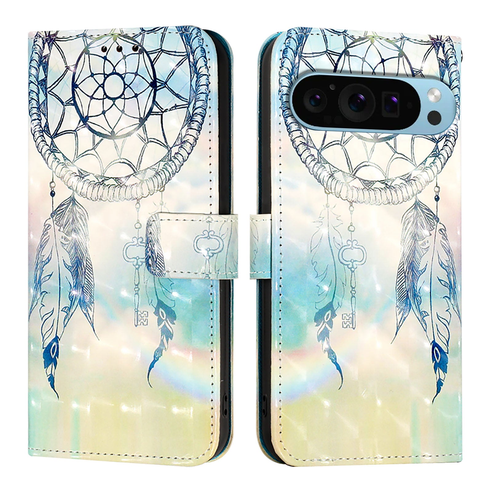 For Google Pixel 9 Pro / Google Pixel 9 Leather Case YB Pattern Printing Leather Series-2 Pattern Printing Wallet Stand Cover - Dream Wind Chime