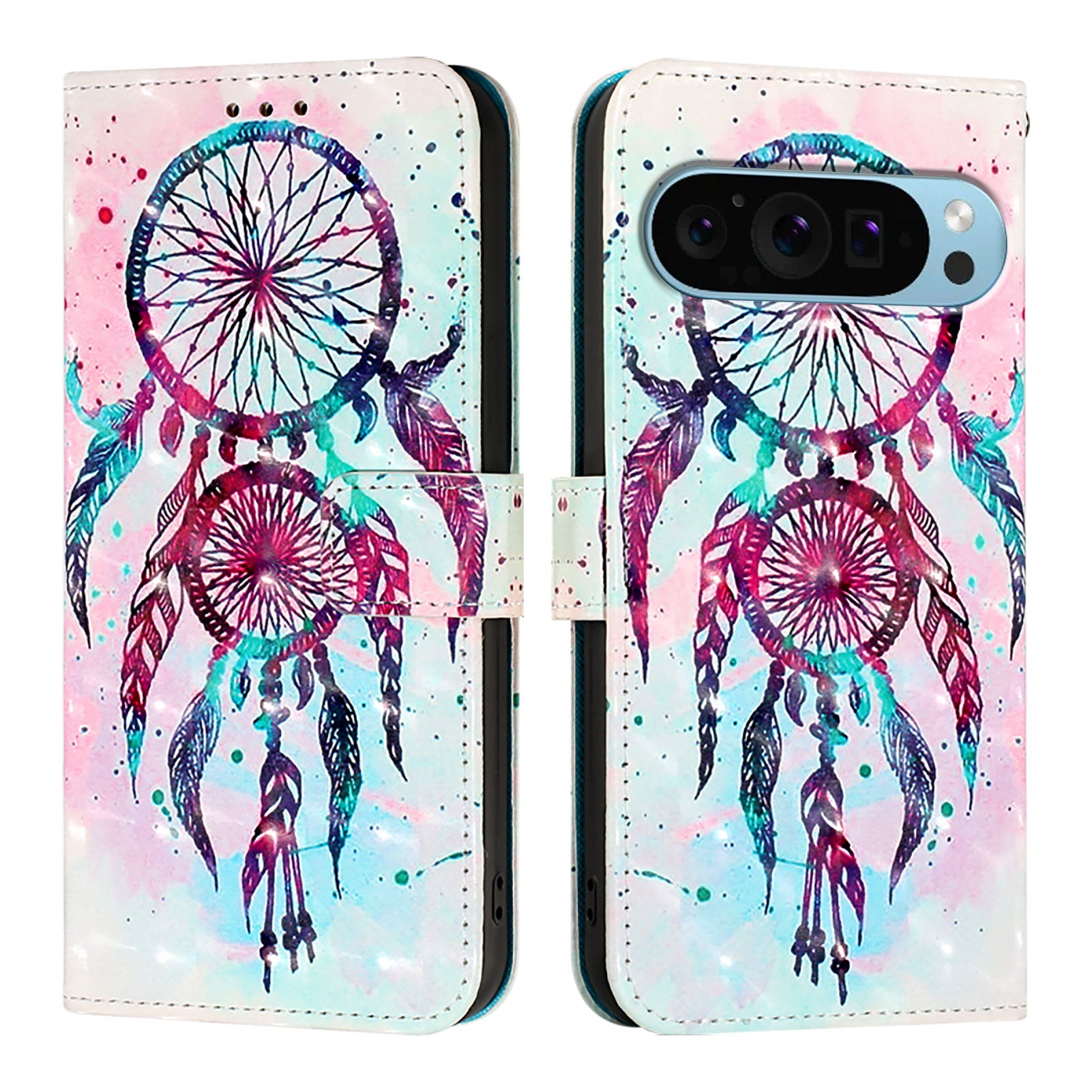 For Google Pixel 9 Pro XL Leather Case YB Pattern Printing Leather Series-2 Pattern Printing Wallet Stand Cover - Colorful Wind Chime