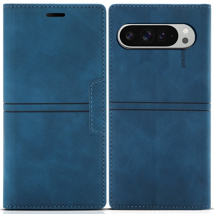 For Google Pixel 9 Pro XL Wallet Case Magnetic Closing Leather Phone Cover - Blue