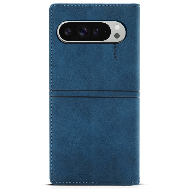 For Google Pixel 9 Pro XL Wallet Case Magnetic Closing Leather Phone Cover - Blue