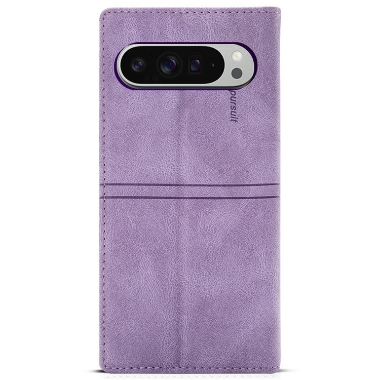 For Google Pixel 9 Pro XL Wallet Case Magnetic Closing Leather Phone Cover - Purple