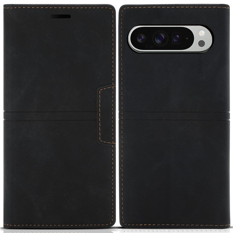 For Google Pixel 9 Pro XL Wallet Case Magnetic Closing Leather Phone Cover - Black