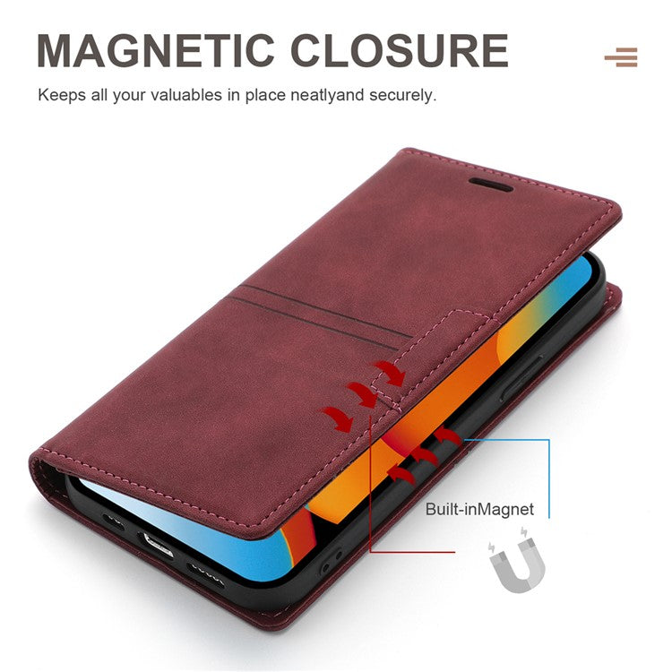 For Google Pixel 9 Pro XL Wallet Case Magnetic Closing Leather Phone Cover - Wine Red