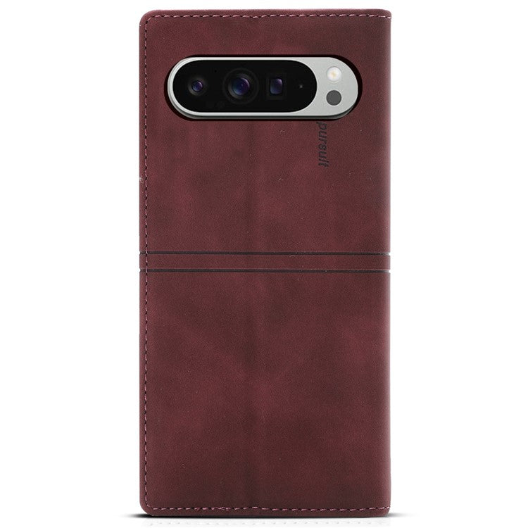 For Google Pixel 9 Pro XL Wallet Case Magnetic Closing Leather Phone Cover - Wine Red