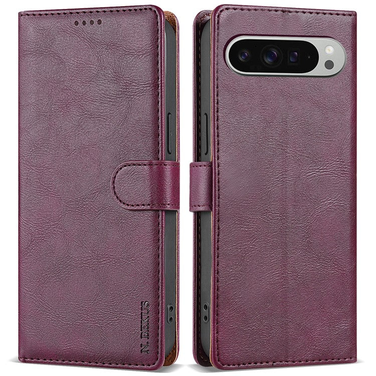 N.BEKUS CSJ-001 For Google Pixel 9 / 9 Pro Stand Case PU Leather Wallet Phone Cover - Wine Red