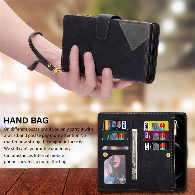 For Google Pixel 9 Pro XL Wallet Case Color Splicing Leather Phone Cover with Stand - Black