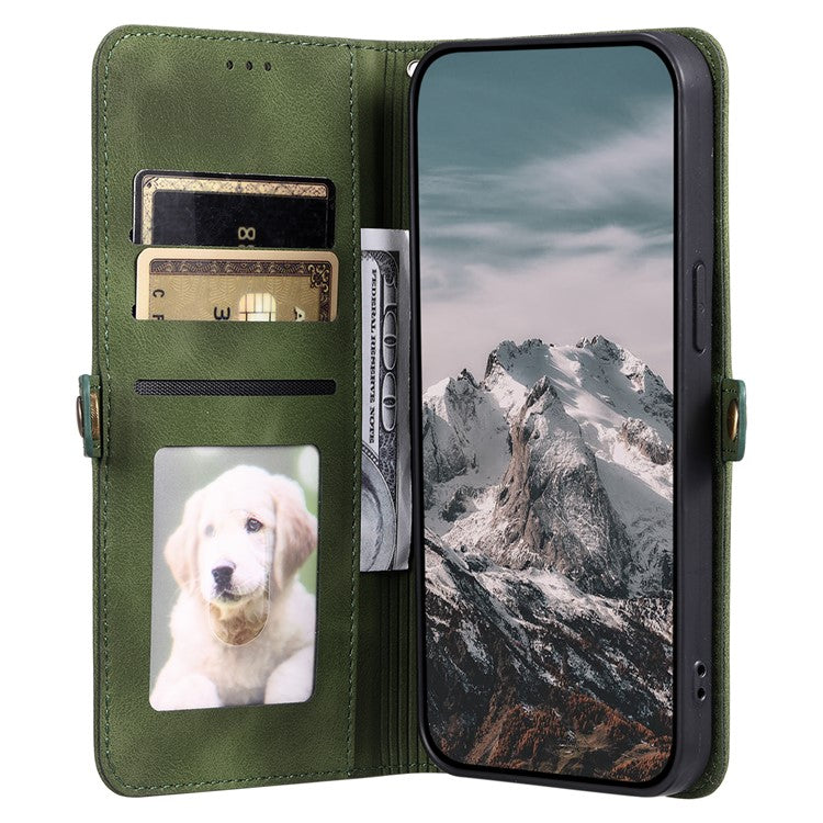 Style 016 For Google Pixel 9 Pro / Pixel 9 Case Skin Feel Totem Imprinted Wallet Leather Phone Cover - Blackish Green