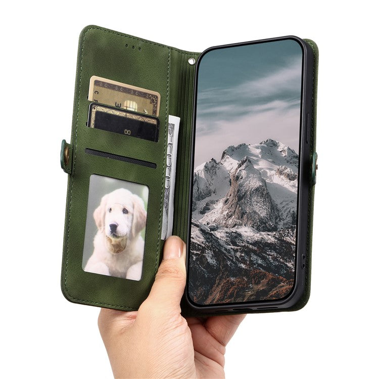 Style 016 For Google Pixel 9 Pro / Pixel 9 Case Skin Feel Totem Imprinted Wallet Leather Phone Cover - Blackish Green