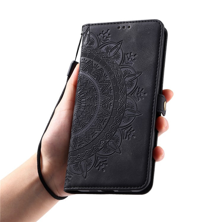 Style 016 For Google Pixel 9 Pro / Pixel 9 Case Skin Feel Totem Imprinted Wallet Leather Phone Cover - Black