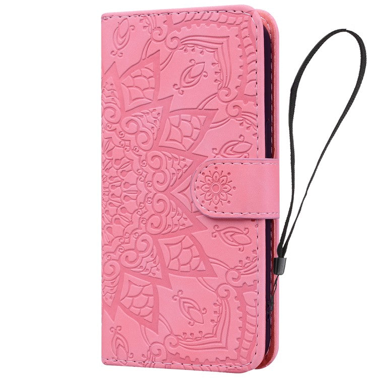 For Google Pixel 9 / Pixel 9 Pro Case PU Leather Wallet Flip Phone Cover Flower Imprinted - Pink