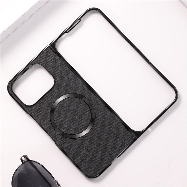 For Google Pixel 9 Pro Fold 5G Case Drop-Proof PC+Cloth Back Phone Cover Compatible with MagSafe - Black