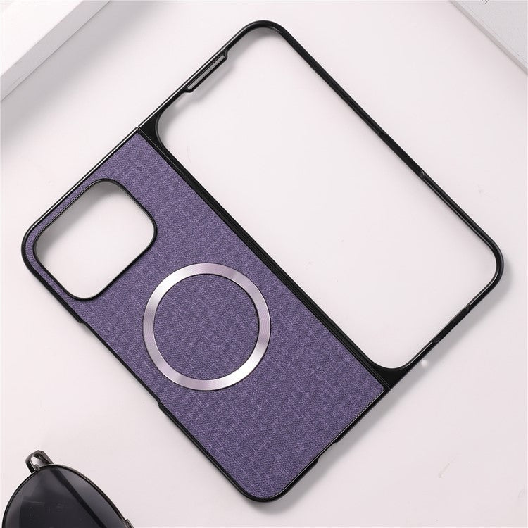 For Google Pixel 9 Pro Fold 5G Case Drop-Proof PC+Cloth Back Phone Cover Compatible with MagSafe - Purple