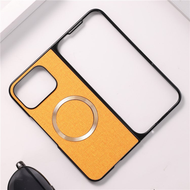 For Google Pixel 9 Pro Fold 5G Case Drop-Proof PC+Cloth Back Phone Cover Compatible with MagSafe - Orange