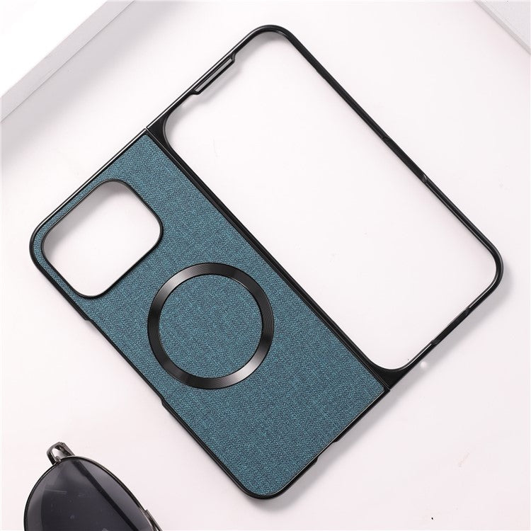 For Google Pixel 9 Pro Fold 5G Case Drop-Proof PC+Cloth Back Phone Cover Compatible with MagSafe - Dark Green