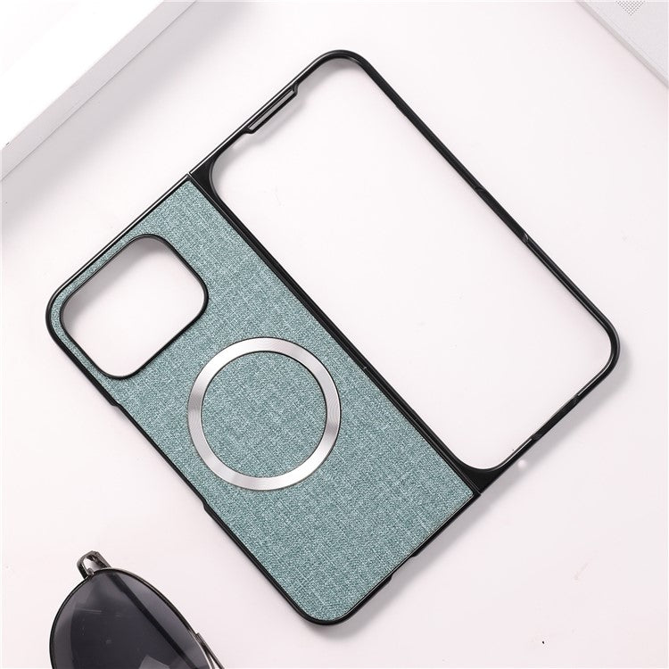 For Google Pixel 9 Pro Fold 5G Case Drop-Proof PC+Cloth Back Phone Cover Compatible with MagSafe - Green