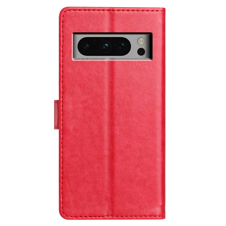 For Google Pixel 8 Pro Leather Phone Case Wallet Stand Cover with Handy Strap - Rose