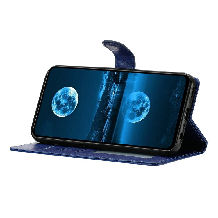 For Google Pixel 8 Pro Leather Phone Case Wallet Stand Cover with Handy Strap - Blue