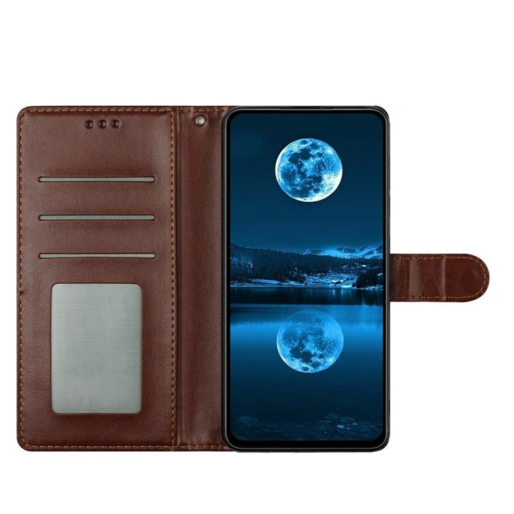 For Google Pixel 8 Pro Leather Phone Case Wallet Stand Cover with Handy Strap - Brown