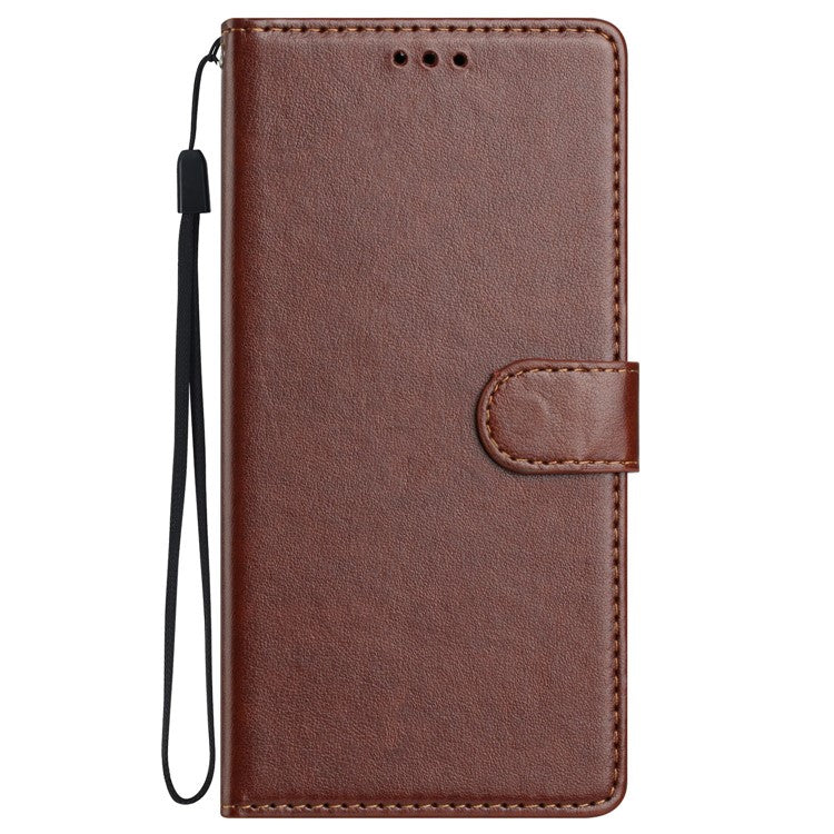 For Google Pixel 8 Pro Leather Phone Case Wallet Stand Cover with Handy Strap - Brown