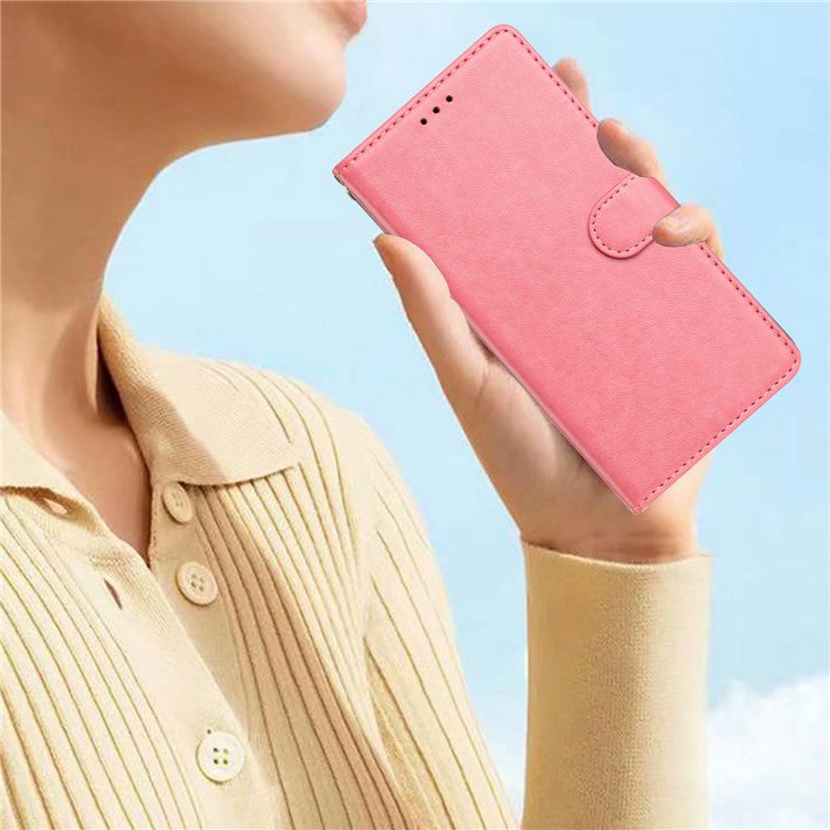 For Google Pixel 8 Pro Leather Phone Case Wallet Stand Cover with Handy Strap - Pink